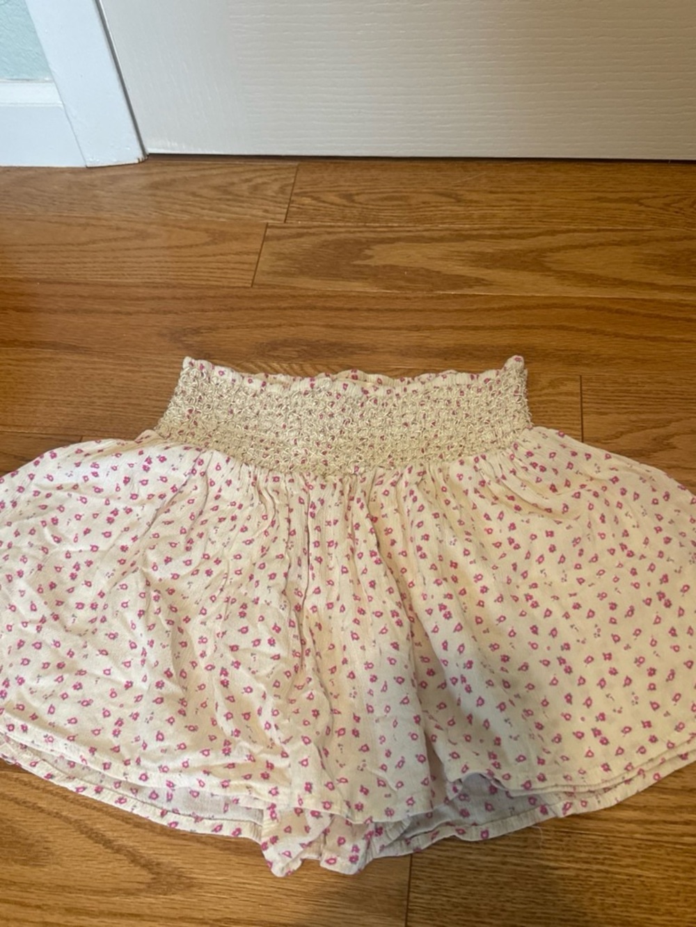 One Step Ahead Cream Mini Skort with Pink Floral Spots